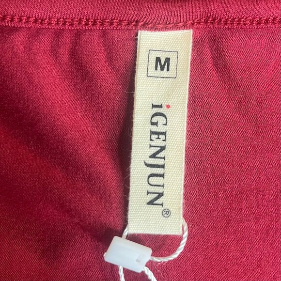 Igenjun Cold Shoulder Shirt Womens Medium Red Casual Red New - Picture 6 of 10